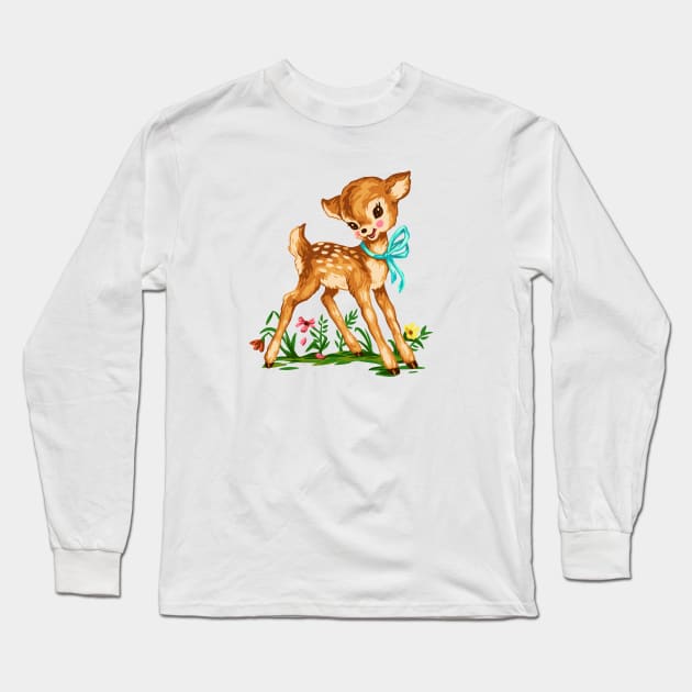 Cute Fawn Long Sleeve T-Shirt by Marianne Martin